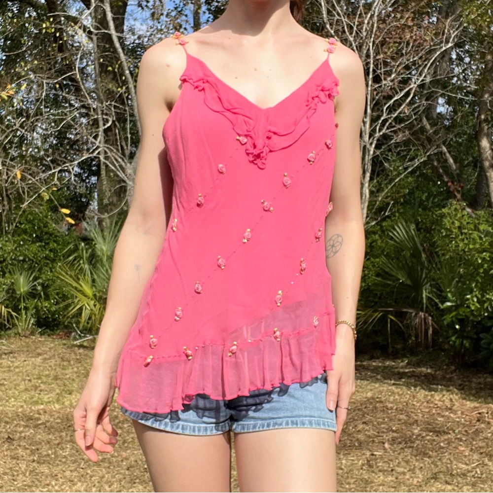 Y2K Silk Rosette Blouse